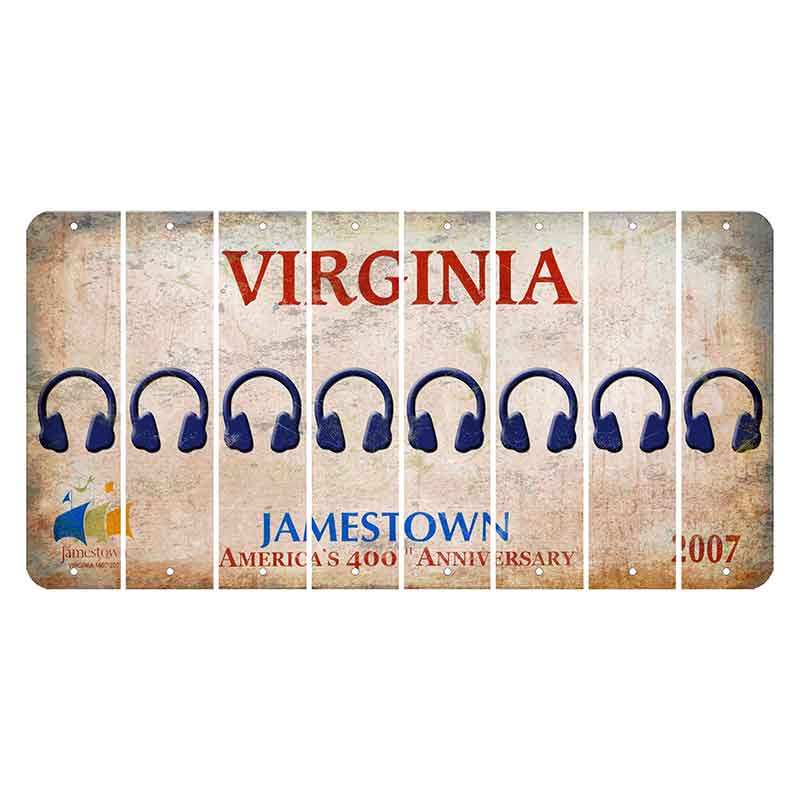 Virginia Jamestown Cut License Plate Strips (Set of 8) Headphones