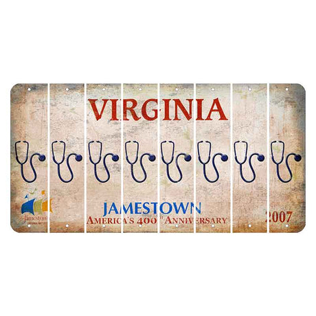 Virginia Jamestown Cut License Plate Strips (Set of 8) Stethoscope