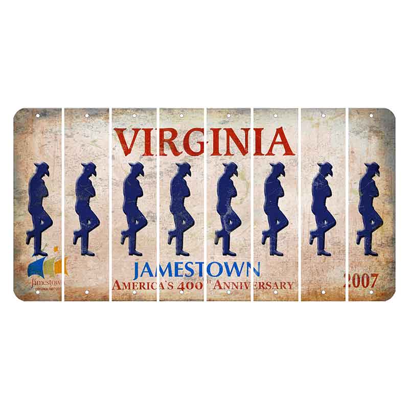 Virginia Jamestown Cut License Plate Strips (Set of 8) Cowboy - Leaning