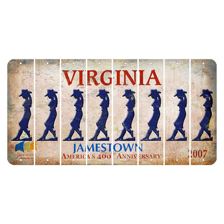 Virginia Jamestown Cut License Plate Strips (Set of 8) Cowgirl - Leaning