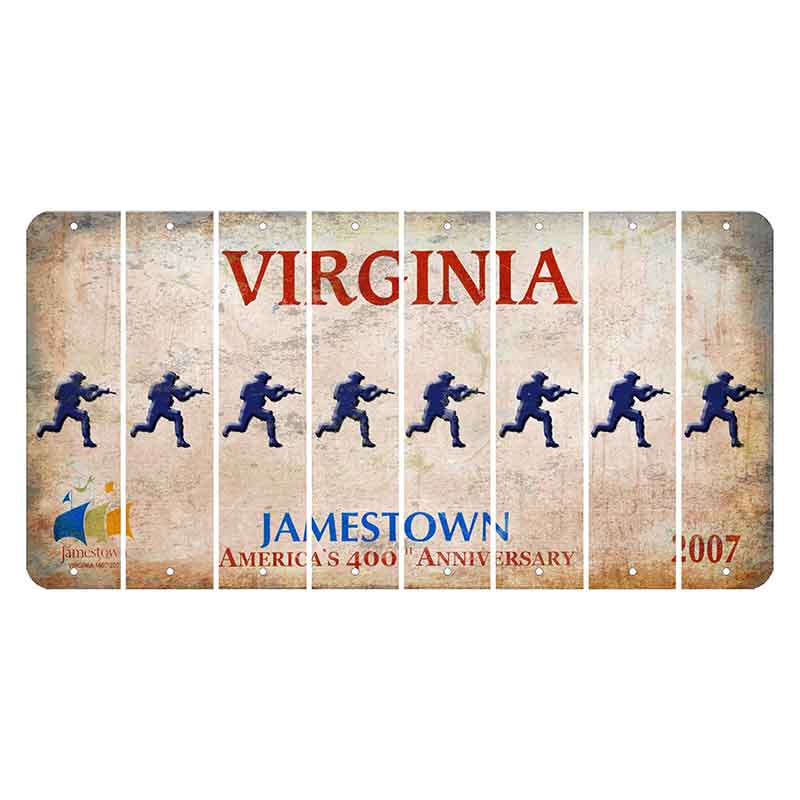 Virginia Jamestown Cut License Plate Strips (Set of 8) Soldier - Running