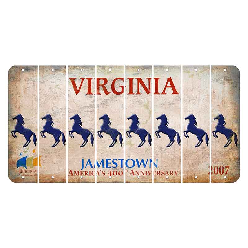 Virginia Jamestown Cut License Plate Strips (Set of 8) Horse