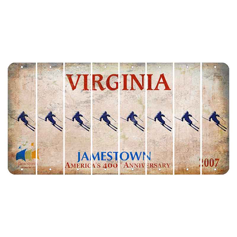 Virginia Jamestown Cut License Plate Strips (Set of 8) Skier