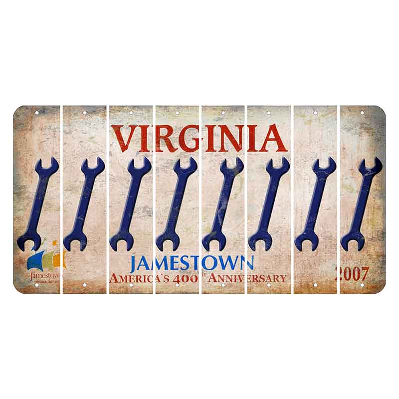 Virginia Jamestown Cut License Plate Strips (Set of 8) Wrench