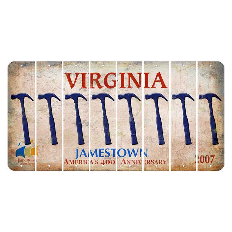 Virginia Jamestown Cut License Plate Strips (Set of 8) Hammer