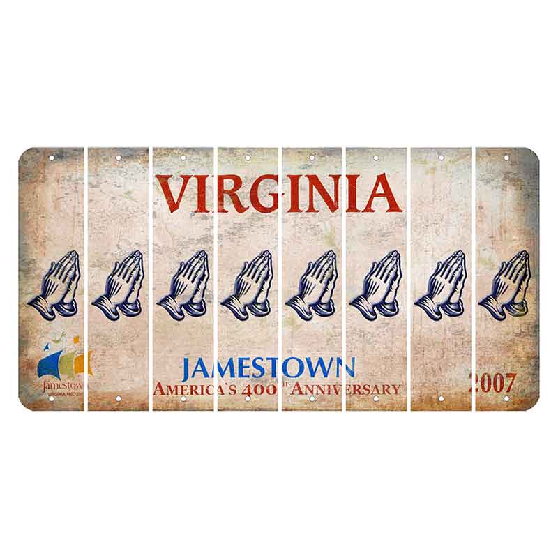 Virginia Jamestown Cut License Plate Strips (Set of 8) Praying Hands