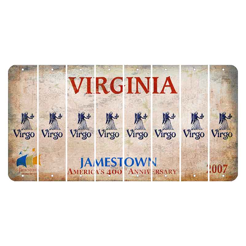 Virginia Jamestown Cut License Plate Strips (Set of 8) Zodiac Sign - Virgo