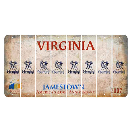 Virginia Jamestown Cut License Plate Strips (Set of 8) Zodiac Sign - Gemini