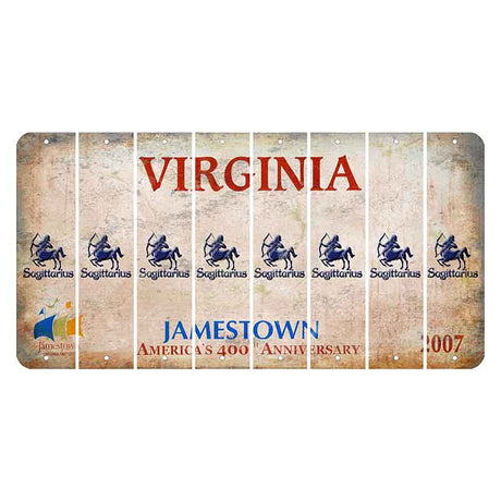 Virginia Jamestown Cut License Plate Strips (Set of 8) Zodiac Sign - Sagittarius