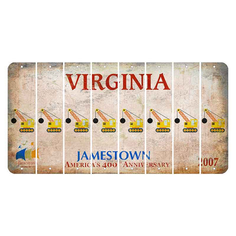 Virginia Jamestown Cut License Plate Strips (Set of 8) Wrecking Ball Crane