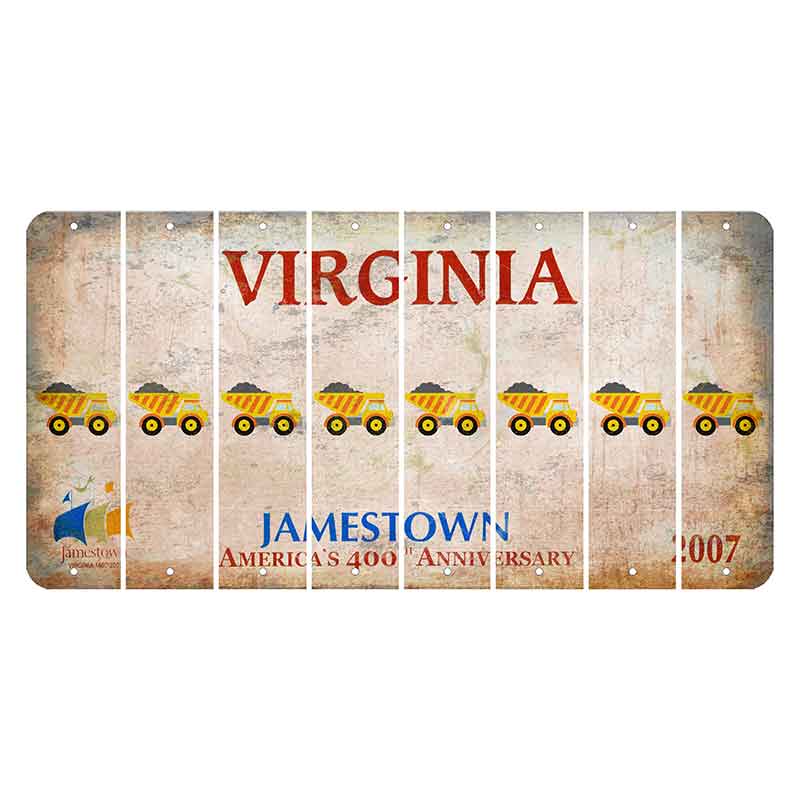 Virginia Jamestown Cut License Plate Strips (Set of 8) Dump Truck