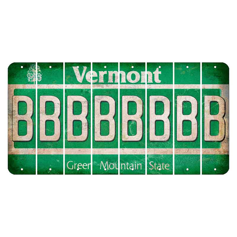 Vermont Green Mountain State Cut License Plate Strips (Set of 8) B