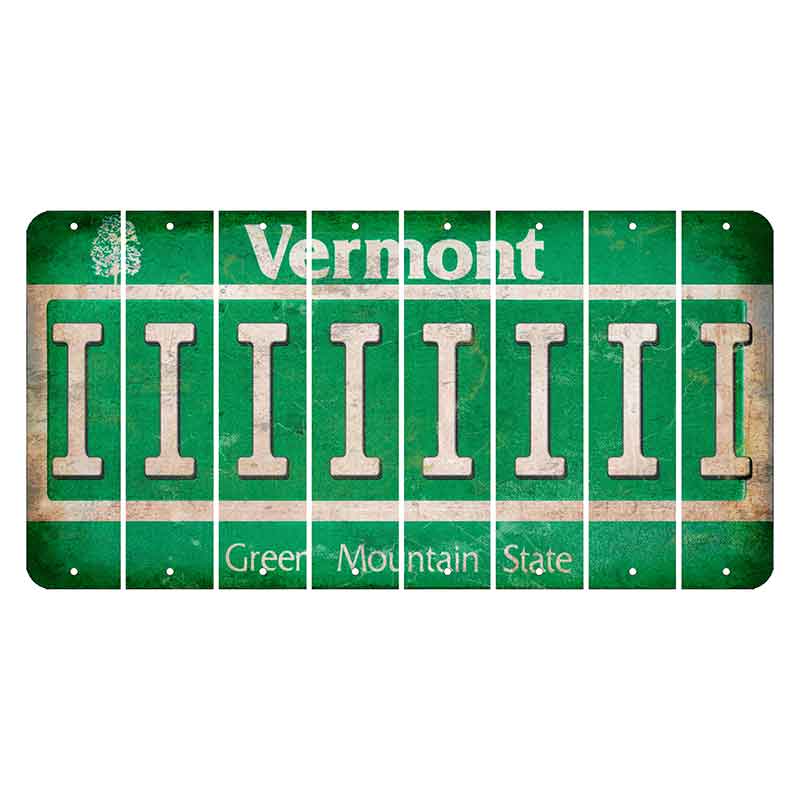 Vermont Green Mountain State Cut License Plate Strips (Set of 8) I