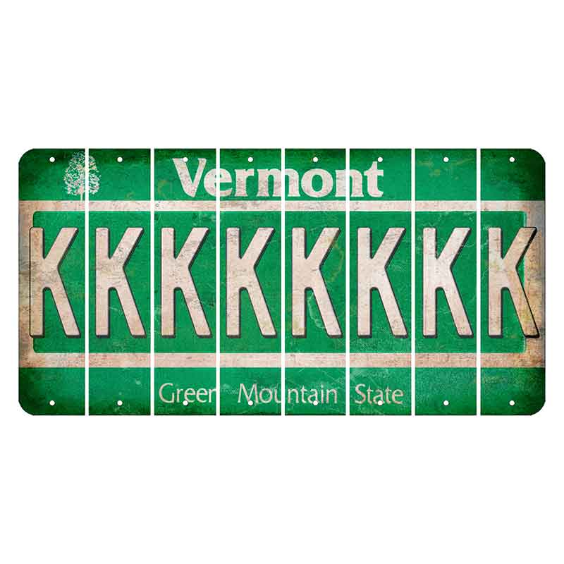 Vermont Green Mountain State Cut License Plate Strips (Set of 8) K