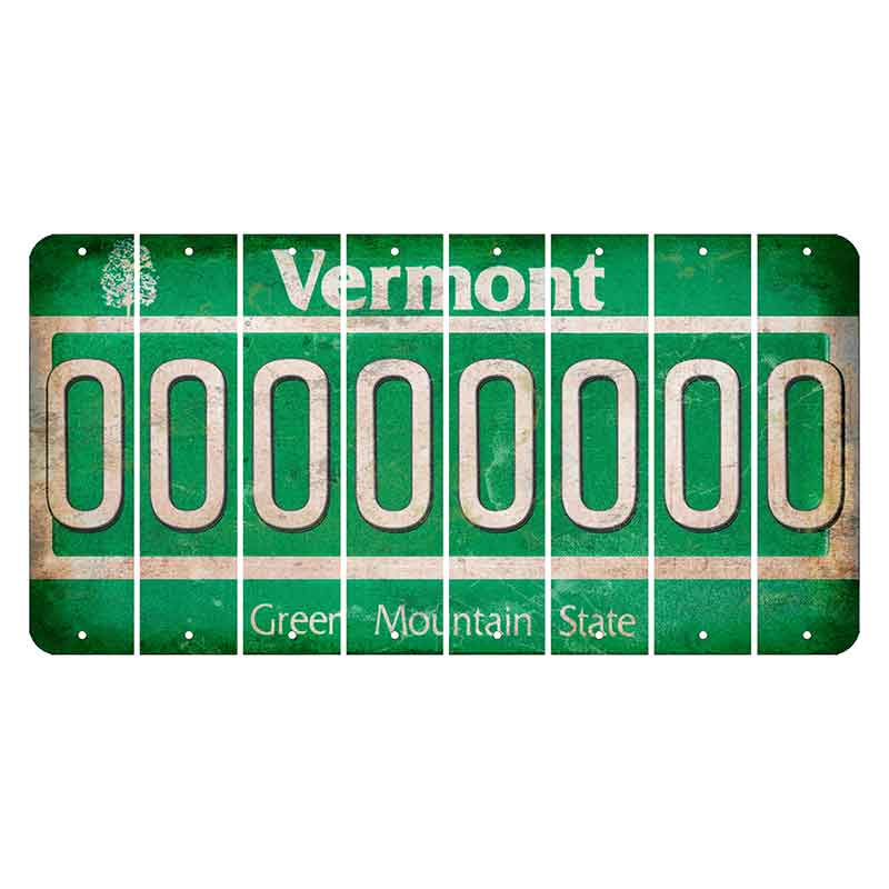 Vermont Green Mountain State Cut License Plate Strips (Set of 8) O