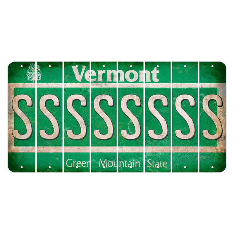 Vermont Green Mountain State Cut License Plate Strips (Set of 8) S