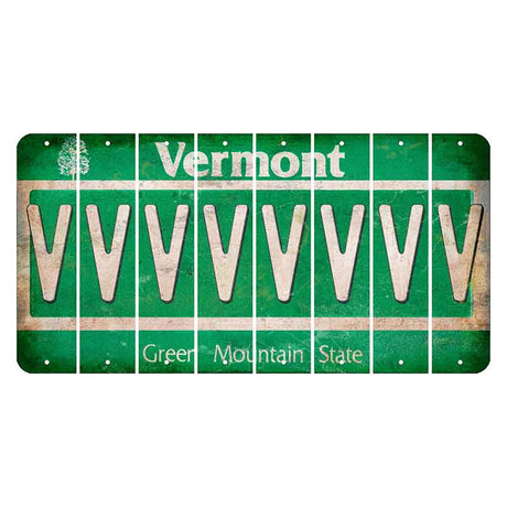 Vermont Green Mountain State Cut License Plate Strips (Set of 8) V