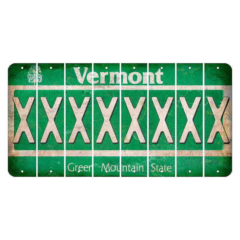 Vermont Green Mountain State Cut License Plate Strips (Set of 8) X