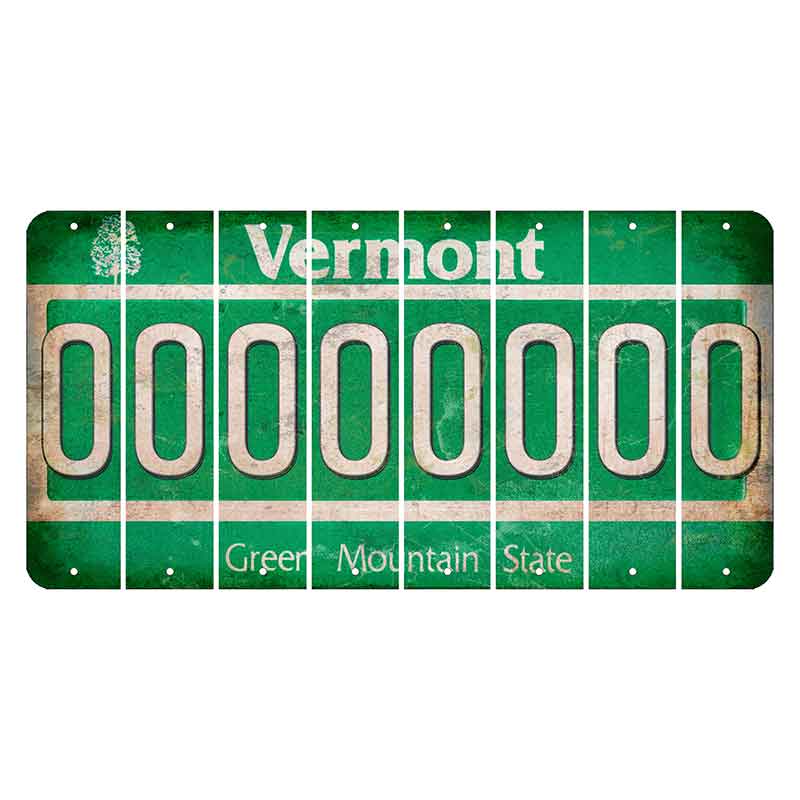 Vermont Green Mountain State Cut License Plate Strips (Set of 8)