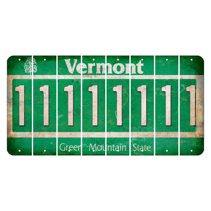 Vermont Green Mountain State Cut License Plate Strips (Set of 8) 1