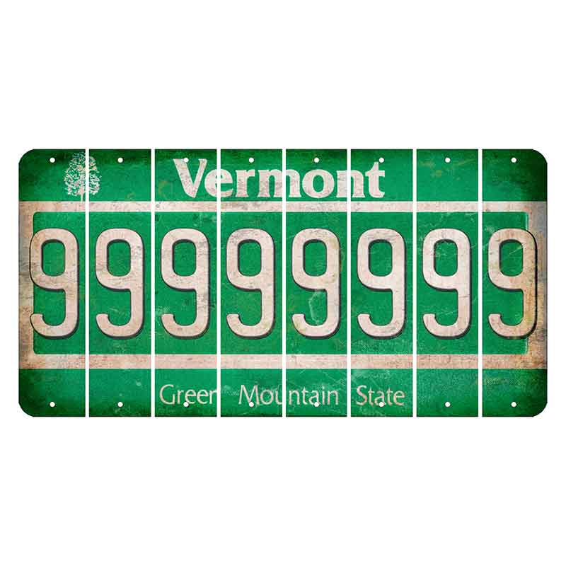 Vermont Green Mountain State Cut License Plate Strips (Set of 8) 9