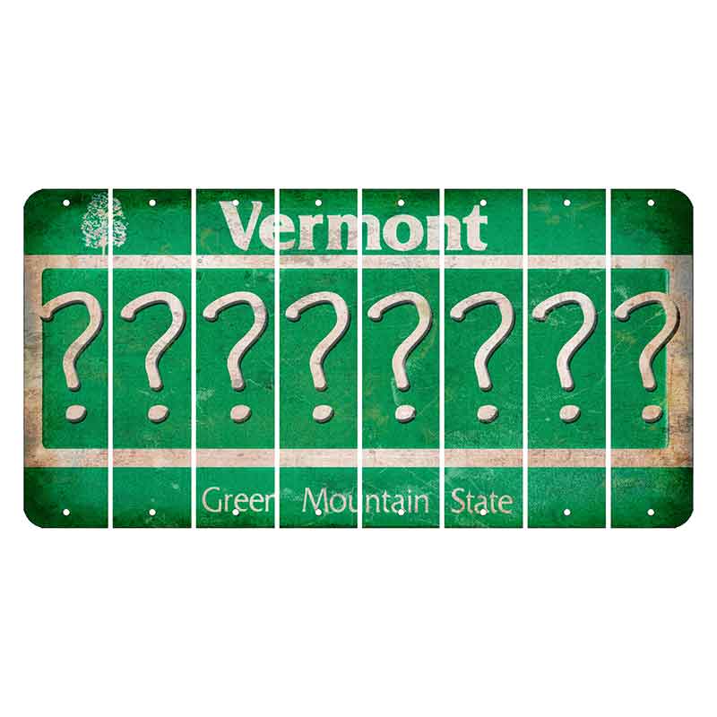 Vermont Green Mountain State Cut License Plate Strips (Set of 8) Question Mark