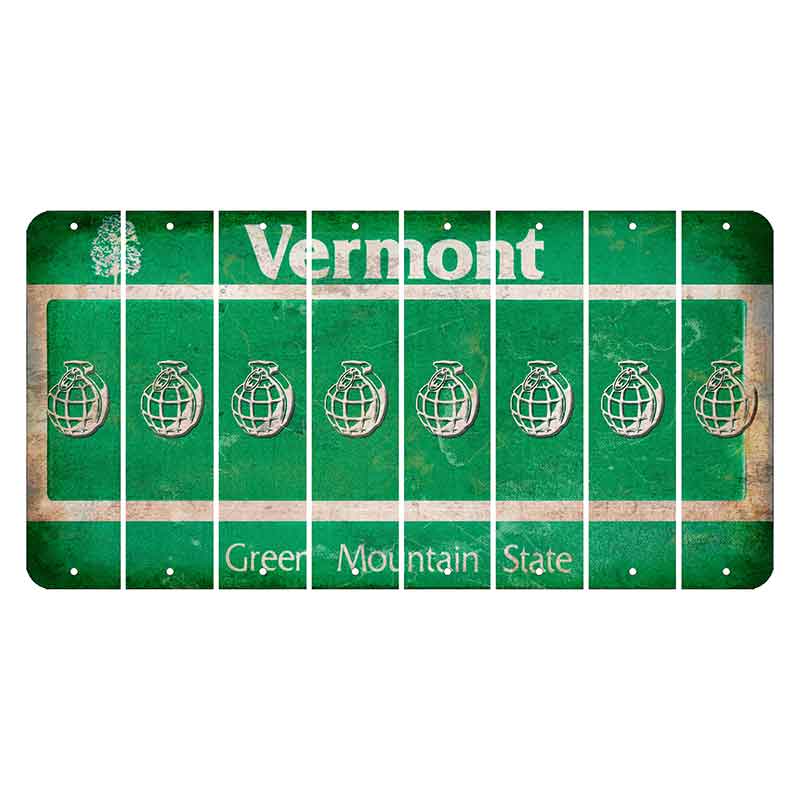 Vermont Green Mountain State Cut License Plate Strips (Set of 8) Grenade