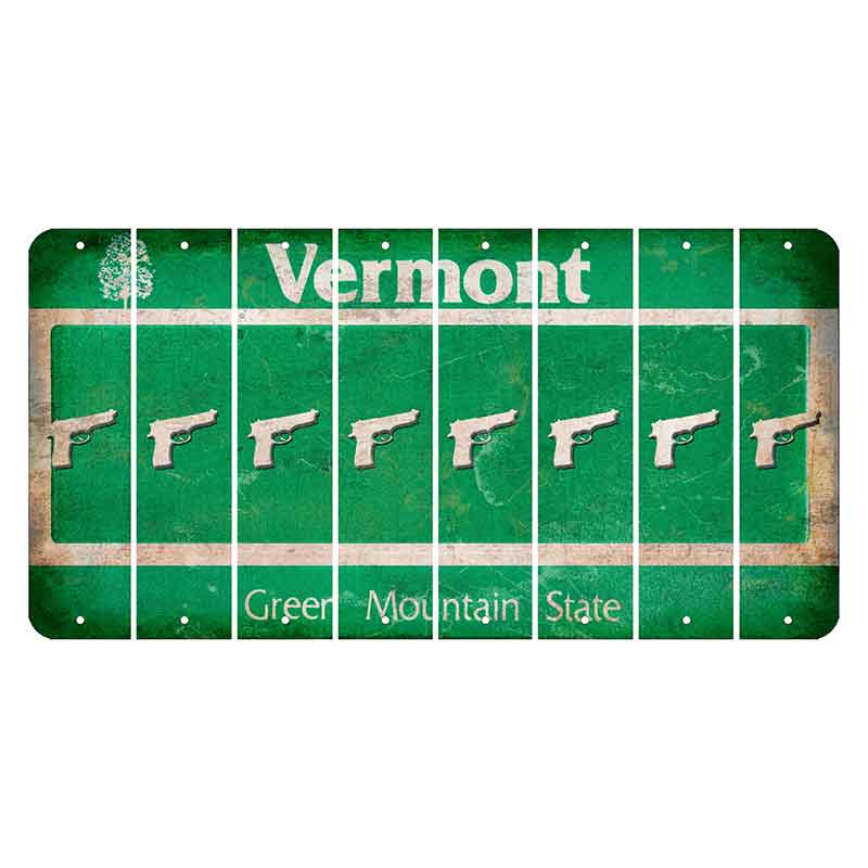 Vermont Green Mountain State Cut License Plate Strips (Set of 8) Handgun