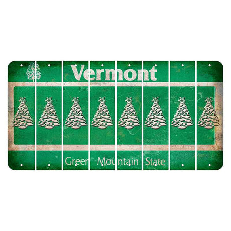 Vermont Green Mountain State Cut License Plate Strips (Set of 8) Christmas Tree