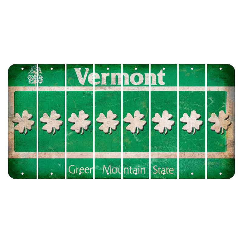 Vermont Green Mountain State Cut License Plate Strips (Set of 8) Shamrock