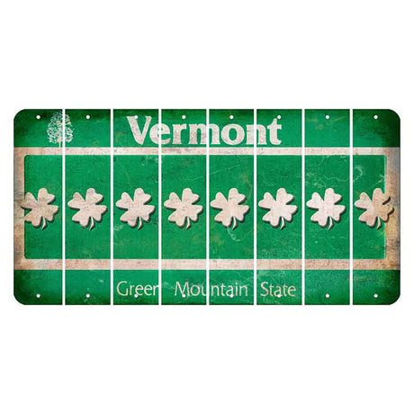 Vermont Green Mountain State Cut License Plate Strips (Set of 8) Shamrock