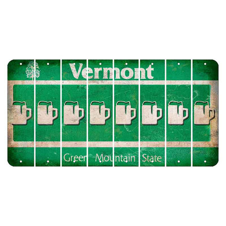 Vermont Green Mountain State Cut License Plate Strips (Set of 8) Beer Mug