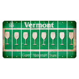 Vermont Green Mountain State Cut License Plate Strips (Set of 8) Wine Glass