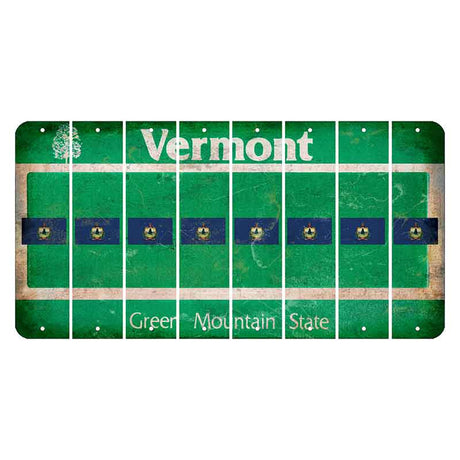 Vermont Green Mountain State Cut License Plate Strips (Set of 8) State Flag