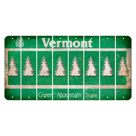 Vermont Green Mountain State Cut License Plate Strips (Set of 8) Pine Tree