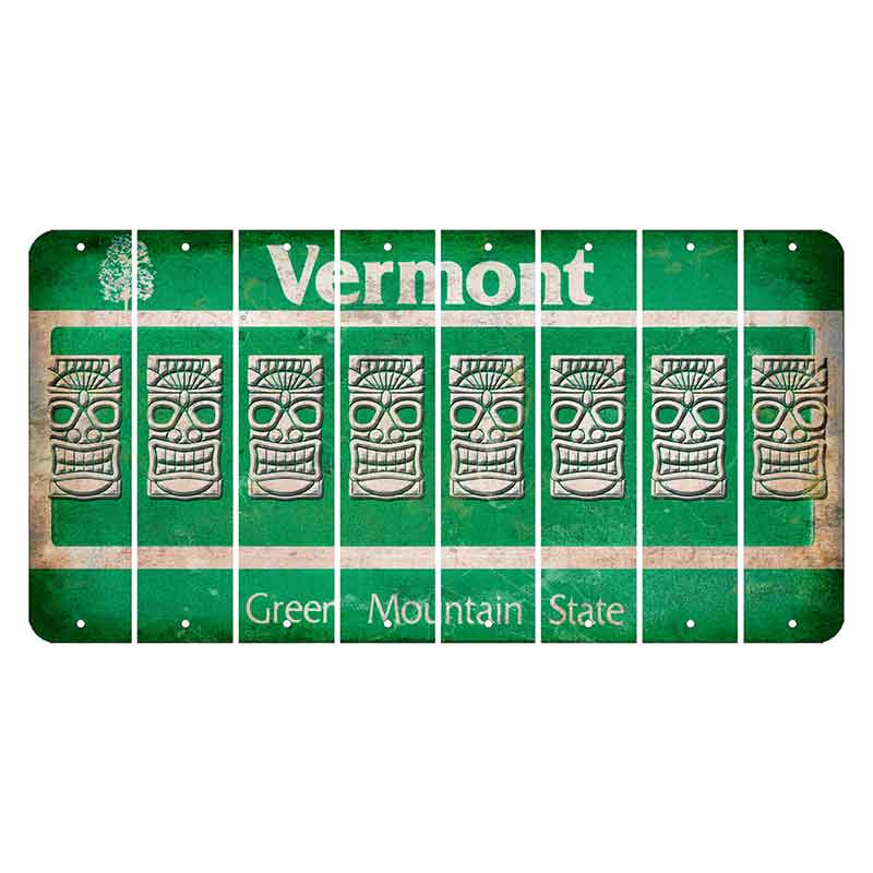 Vermont Green Mountain State Cut License Plate Strips (Set of 8) Tiki