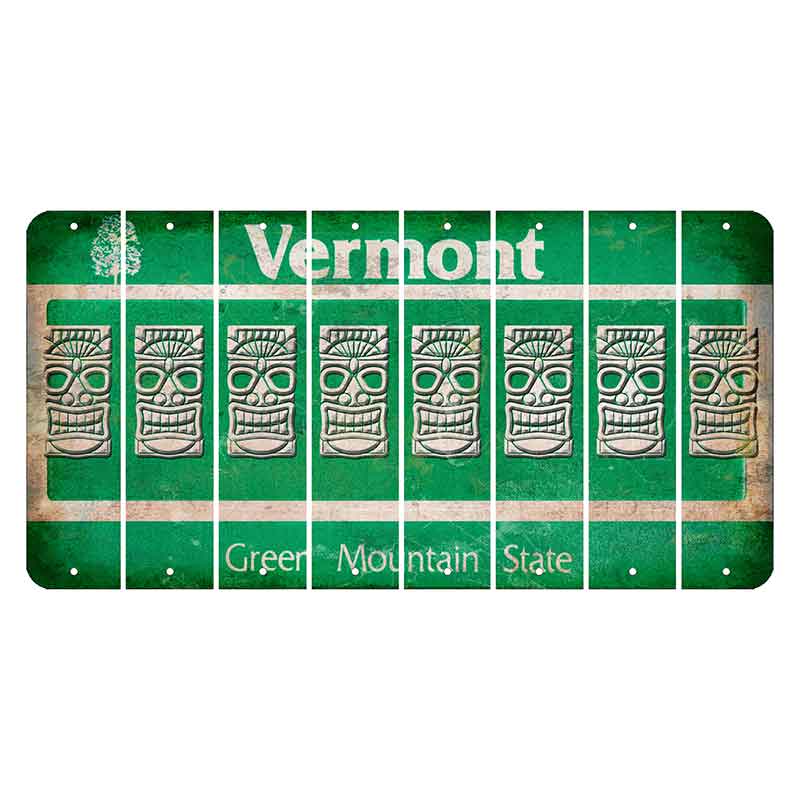 Vermont Green Mountain State Cut License Plate Strips (Set of 8) Tiki