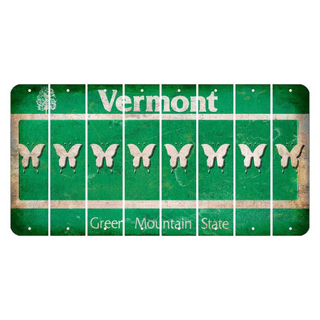 Vermont Green Mountain State Cut License Plate Strips (Set of 8) Butterfly