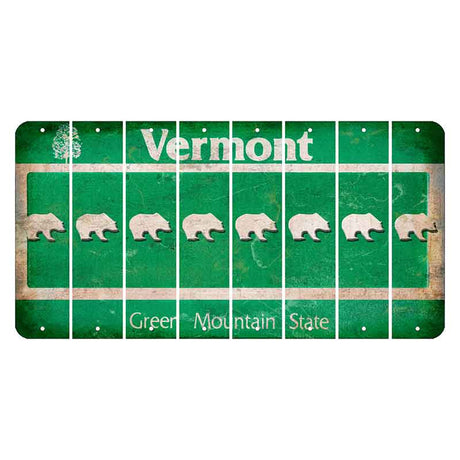 Vermont Green Mountain State Cut License Plate Strips (Set of 8) Bear