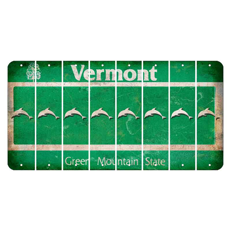 Vermont Green Mountain State Cut License Plate Strips (Set of 8) Dolphin