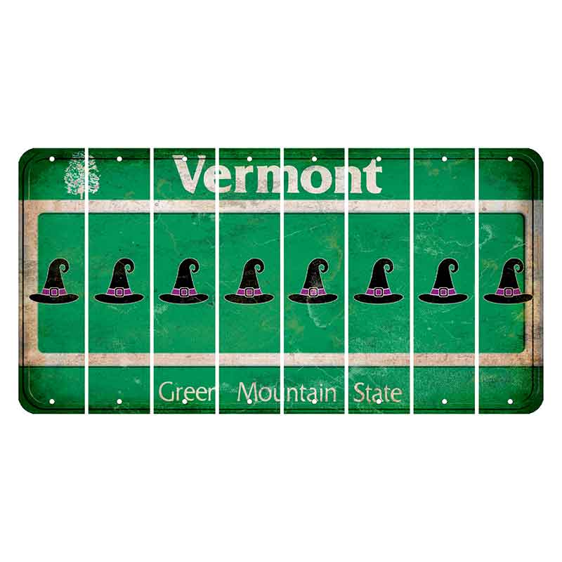 Vermont Green Mountain State Cut License Plate Strips (Set of 8) Witches Hat