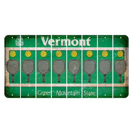 Vermont Green Mountain State Cut License Plate Strips (Set of 8) Pickleball