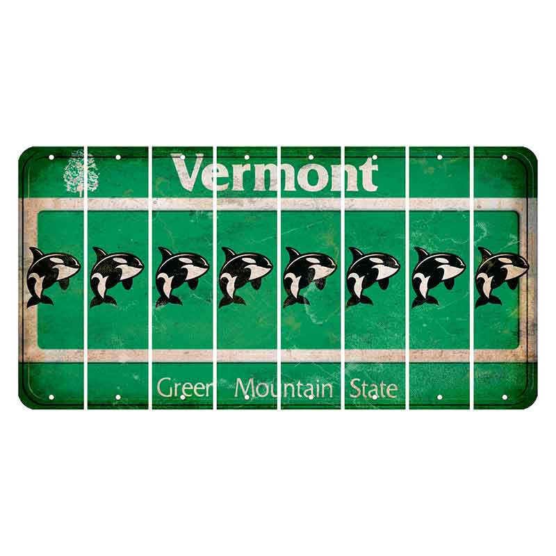 Vermont Green Mountain State Cut License Plate Strips (Set of 8) Whale