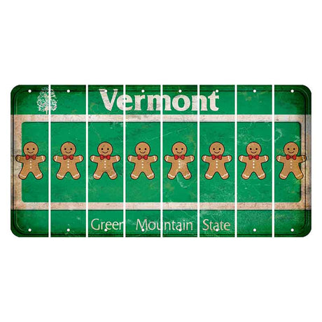 Vermont Green Mountain State Cut License Plate Strips (Set of 8) Gingerbread Man