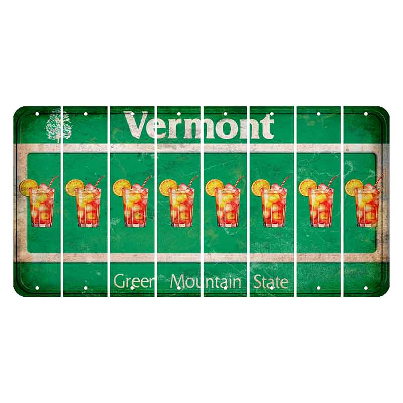 Vermont Green Mountain State Cut License Plate Strips (Set of 8) Cocktail