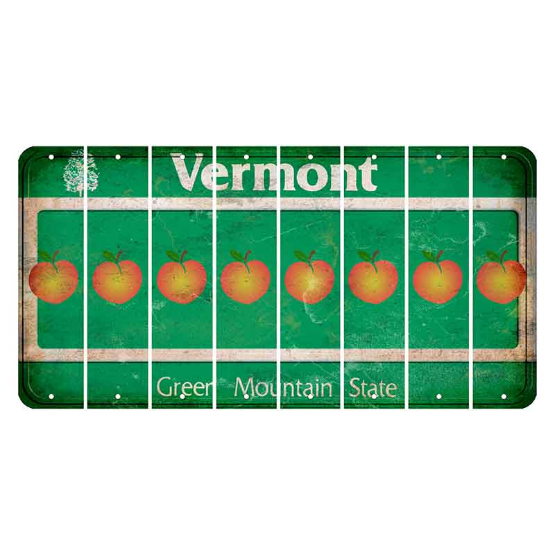 Vermont Green Mountain State Cut License Plate Strips (Set of 8) Peach