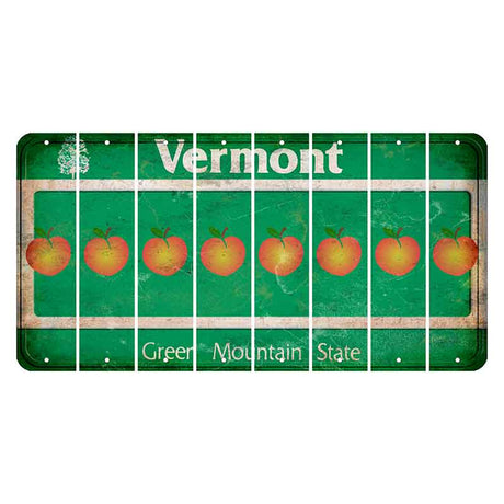 Vermont Green Mountain State Cut License Plate Strips (Set of 8) Peach