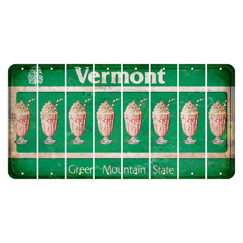 Vermont Green Mountain State Cut License Plate Strips (Set of 8) Milkshake