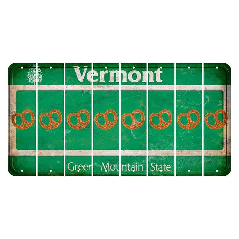 Vermont Green Mountain State Cut License Plate Strips (Set of 8) Pretzel