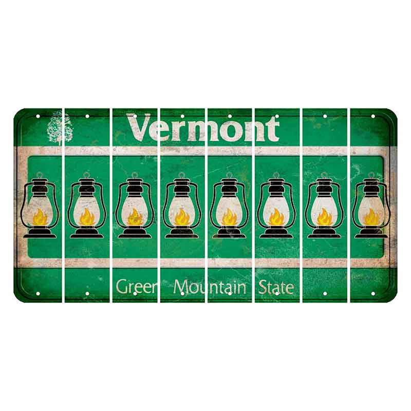 Vermont Green Mountain State Cut License Plate Strips (Set of 8) Lantern